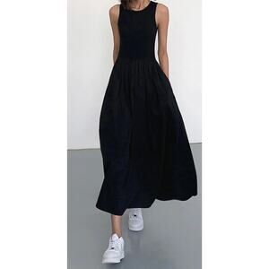 Commense Black Sleeveless Midi Dress With Pockets Size L – Effortless Luxury